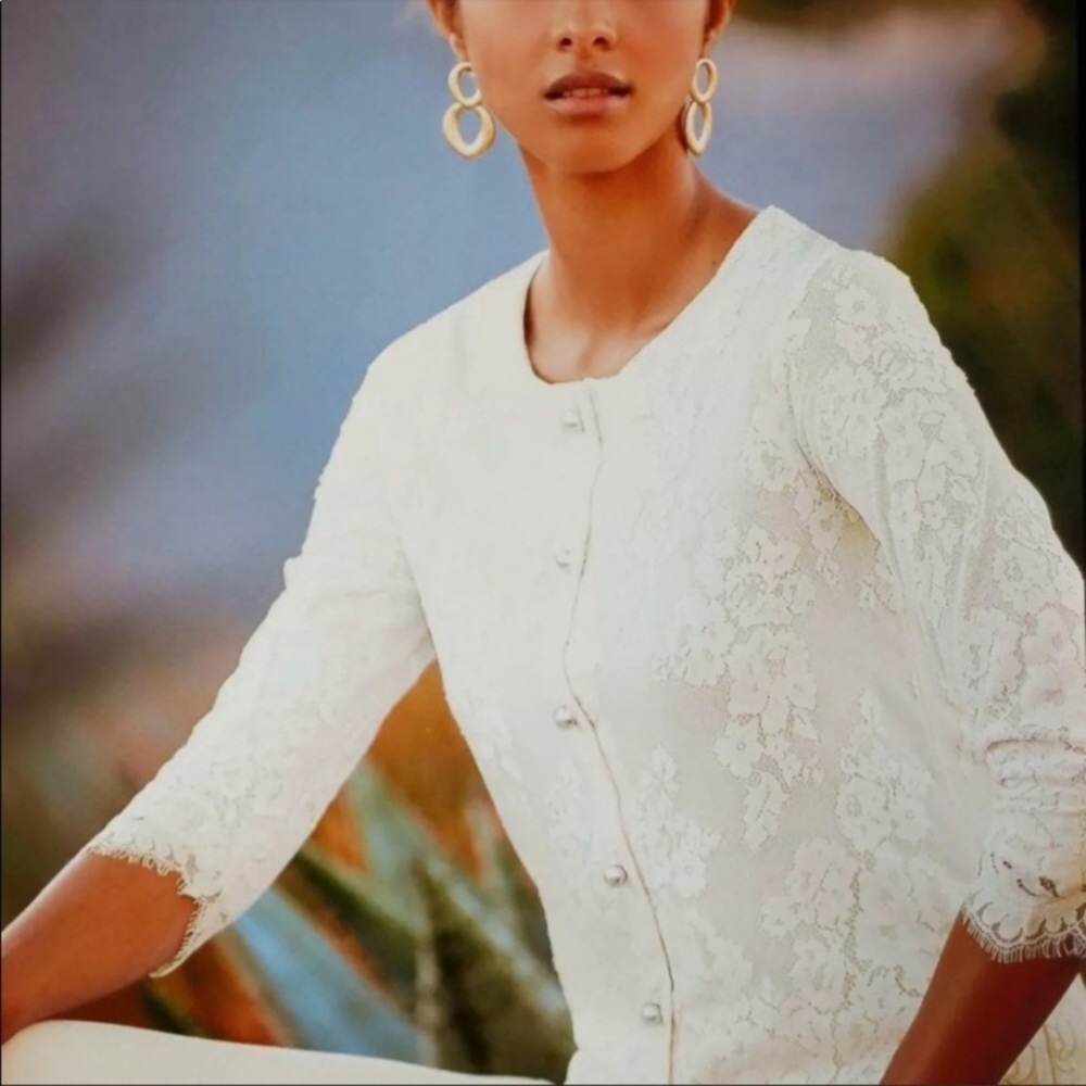 Michael Simon Chic Lace Cardigan Sweater Top